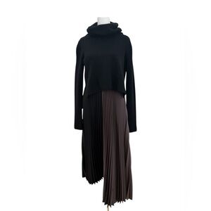 AllSaints Jessie Two In One Slip Dress Two-Tone Pleated Midi Skirt - S